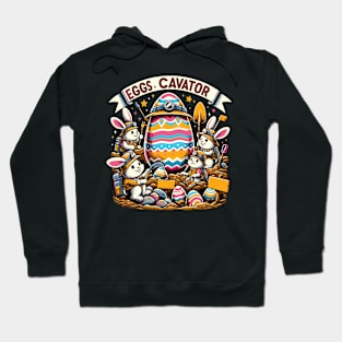 Eggscavator Crew Bunny Easter Egg Mining Operation Design Hoodie